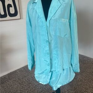 Victoria's Secret Light Blue Satin Pajama Set